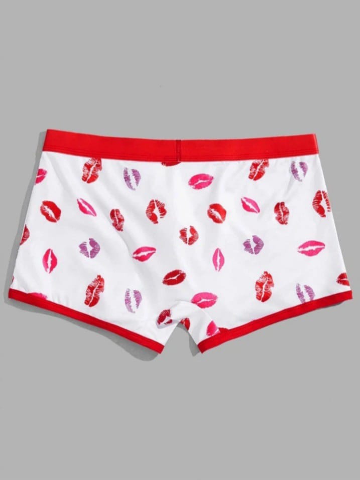 Figaro Men's Lips Print Romantic Boxer Briefs Underwear
